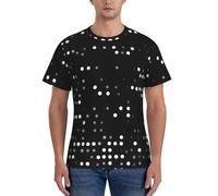 PPHGUT Camiseta de manga corta con estampado de lunares redondos negros para hombre, transpirable, para entrenamiento diario, deportes, actividades diarias, Negro, XL