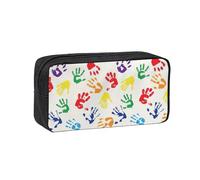 PPHGUT Coloridas formas de mano con estampado de arco iris para adultos, espaciosa, gran capacidad, papelería, bolsa organizadora de oficina