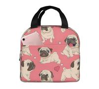PPHGUT Divertida bolsa de almuerzo transpirable con estampado de carlino de carlino para la escuela, estudiantes, adultos, almacenamiento de arroz, verduras, frutas, ensalada