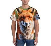 PPHGUT Fox Print - Camiseta de manga corta para hombre, transpirable, para entrenamiento, deportes, actividades diarias, Negro, XL