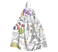 PPHGUT French Paris Tour - Capa con capucha con estampado de la Torre Eiffel, unisex, accesorio para carnaval, fiesta de máscaras, suministros de cosplay