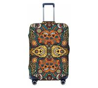 PPHGUT Funda para maleta con estampado de calaveras de azúcar coloridas, protector universal elástico para equipaje, viajes, uso diario, negocios, vacaciones, Black, L, Equipaje de mano