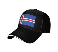 PPHGUT Gorra de béisbol unisex con estampado de la bandera de Islandia, ajustable, transpirable, cómoda, para deportes al aire libre, viajes, Negro, Talla única