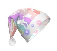 PPHGUT Gorro de Navidad con diseño de unicornios en rayas coloridas para hombres y mujeres, para Halloween, Año Nuevo, Navidad, accesorio de vacaciones