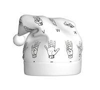 PPHGUT Gorro de Navidad para adultos con texto en inglés "Sign Language Alphabet", para fiestas de Año Nuevo, gorro de Papá Noel