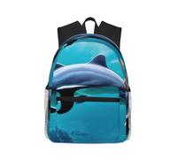 PPHGUT Hermosa mochila informal con estampado de delfines del mundo submarino, ligera, para viajes, aventuras al aire libre, camping, doble bolsa de hombro
