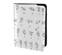 PPHGUT Lengua de señas alfabeto. Impresión para hombres y mujeres, pasaporte, documento de viaje, ligero, elegante, seguro, negocios, ocio, Black, Talla única