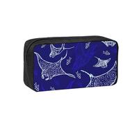 PPHGUT Manta Ray and Fish Print - Funda espaciosa para adultos de gran capacidad para artículos de papelería, bolsa organizadora de oficina