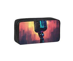 PPHGUT Micrófono con impresión de notas musicales para adultos, espaciosa, gran capacidad, papelería, bolsa organizadora de oficina