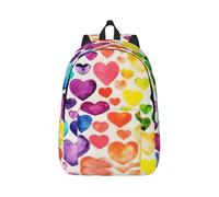 PPHGUT Mochila unisex con estampado de corazones de arco iris, ligera, doble bolsa de hombro, viajes, uso al aire libre, escapadas de fin de semana, Black, S, Mochilas rucksack