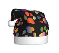 PPHGUT Sombrero de Navidad colorido con estampado de pata de perro para adultos para celebraciones festivas de Año Nuevo, gorro de Papá Noel