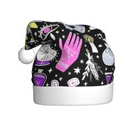 PPHGUT Sombrero de Navidad con estampado bohemio de brujería mágica, sombrero de Papá Noel, para vacaciones de Navidad, para adultos y niños