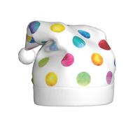 PPHGUT Sombrero de Navidad con estampado de lunares azules, sombreros festivos de Papá Noel para vacaciones de Navidad para adultos y niños temáticos