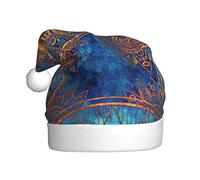 PPHGUT Sombrero de Navidad con estampado de mandala de cielo estrellado para adultos, para celebraciones festivas de Año Nuevo, gorro de Papá Noel