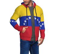 Pphgut Sudadera con capucha para hombre, con estampado de la bandera de Venezuela, chaqueta cálida, informal, viajes, uso diario, actividades al aire libre, Negro, L