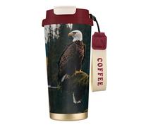 PPHGUT Taza de café de acero inoxidable con estampado de águila voladora para oficina, camping, senderismo, aventuras al aire libre, taza de viaje