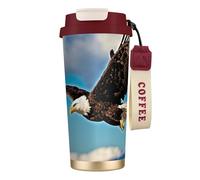 PPHGUT Taza de café de acero inoxidable con estampado de águila voladora para oficina, camping, senderismo, aventuras al aire libre, taza de viaje