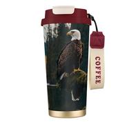 PPHGUT Taza de café de acero inoxidable con estampado de águila voladora para oficina, camping, senderismo, aventuras al aire libre, taza de viaje