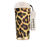 PPHGUT Taza de café de acero inoxidable con estampado de leopardo para oficina, camping, senderismo, aventuras al aire libre, taza de viaje