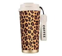 PPHGUT Taza de café de acero inoxidable con estampado de leopardo para oficina, camping, senderismo, aventuras al aire libre, taza de viaje
