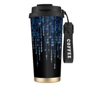 PPHGUT The Blue Binary Print - Taza de café de acero inoxidable para oficina, camping, senderismo, aventuras al aire libre, taza de viaje