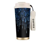 PPHGUT The Blue Binary Print - Taza de café de acero inoxidable para oficina, camping, senderismo, aventuras al aire libre, taza de viaje
