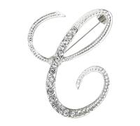 PPhtony Broche de 26 letras pequeñas de metal plateado con diamantes de imitación de cristal con inicial de la A a la Z, broche de solapa para hombres, mujeres, niñas, niños, cumpleaños, Navidad
