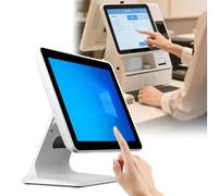 PPLDABNK System POS con Procesador De Cuatro Núcleos, Ángulo De Pantalla Ajustable De 45°, Windows 7/10, Disco Duro De 4 GB + 64 GB, Pantalla Táctil De 15" | POS For Restaurantes, Cafeterías(White)