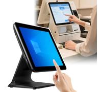 PPLDABNK System POS con Procesador De Cuatro Núcleos, Ángulo De Pantalla Ajustable De 45°, Windows 7/10, Disco Duro De 4 GB + 64 GB, Pantalla Táctil De 15" | POS For Restaurantes, Cafeterías(Black)