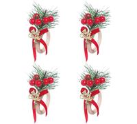 Ppmter 4 Servilleteros Navideños, Hebilla De Porta Servilletas con Forma De Frutos Rojos para Decoración De Mesa De Boda Y Navidad.