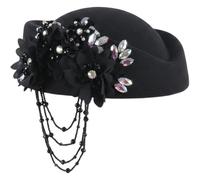 Ppmter Boinas De Fieltro Retro para Mujer, Estilo Británico, Ideal para Fiestas De Té, Iglesias, Derby, Tocado Floral, Pastillero para Bodas, Fiestas Y Eventos.