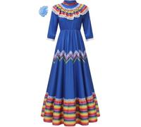 Ppmter Vestido Tradicional Mexicano para Mujer, Disfraz De Señorita para Fiesta Mexicana del Cinco De Mayo, Vestido Folclórico Español con Pinza para Cabello con Flores.