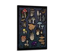 PPOXXFFE Póster de guía de hongos, pintura decorativa, lienzo, póster de pared e imagen artística moderna para decoración de dormitorio familiar, pósteres de 12 x 18 pulgadas (30 x 45 cm)