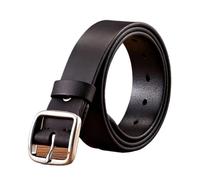 PPQIRU 1 Uds cinturón con Hebilla de Acero Inoxidable cinturón Vintage de Cuero Genuino for Hombre cinturón Suave for Pantalones Vaqueros Masculinos(Black,125cm)