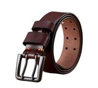 PPQIRU 1 Uds cinturón de Cuero Genuino for Hombres cinturón Masculino Hebilla de Doble Pin cinturón de Correa de Vaquero Jeans(Coffee,110cm)