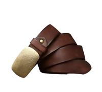 PPQIRU 1 Uds. Cinturón de Hombre de Cuero auténtico con Hebilla de latón Liso, Cinturones Vaqueros for Hombre(Coffee,120cm)
