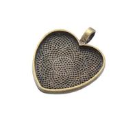 PPQIRU 10 unids/lote de bandejas con Base cabujón colgante corazón 25mm, dijes for hacer collares, llaveros, accesorios joyería DIY(Ancient copper)