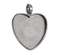 PPQIRU 10 unids/lote de bandejas con Base cabujón colgante corazón 25mm, dijes for hacer collares, llaveros, accesorios joyería DIY(Black)