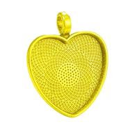PPQIRU 10 unids/lote de bandejas con Base cabujón colgante corazón 25mm, dijes for hacer collares, llaveros, accesorios joyería DIY(Yellow)