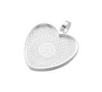 PPQIRU 10 unids/lote de bandejas con Base cabujón colgante corazón 25mm, dijes for hacer collares, llaveros, accesorios joyería DIY(Silver)