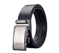 PPQIRU 2 uds cinturón de Cuero for Hombres Cinturones de Hebilla automática de Metal de Negocios Correas de Cintura for Pantalones Vaqueros(Silver-Black,115cm)