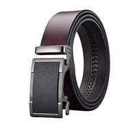 PPQIRU 2 uds cinturón de Cuero for Hombres Cinturones de Hebilla automática de Metal de Negocios Correas de Cintura for Pantalones Vaqueros(Black-Brown,110cm)