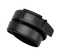 PPQIRU 2 uds cinturón de Hombre cinturón de Cuero Genuino Hebilla automática cinturón Ajustable cinturón de Jeans(Black,125cm)