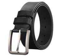 PPQIRU 2 uds cinturón for Hombre de Cuero Genuino diseñador cinturón for Pantalones de Hombre cinturón Negro for Jeans Cinturones Masculinos Hebilla Correa de Cintura(Black,105CM)