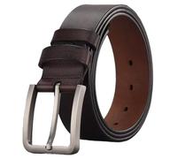 PPQIRU 2 uds cinturón for Hombre de Cuero Genuino diseñador cinturón for Pantalones de Hombre cinturón Negro for Jeans Cinturones Masculinos Hebilla Correa de Cintura(Coffee,110cm)