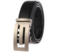 PPQIRU 2 uds cinturón for Hombres cinturón de Cuero Genuino for Hombres Correas de Cintura for Jeans Hebilla automática de Metal(Black,120cm)