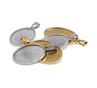 PPQIRU Bases en blanco de acero inoxidable for colgantes, bandeja 18x2, 5mm/30x40mm, cabujón, ajuste ovalado, suministros for fabricación joyas, 10 Uds(30X40mm Gold)