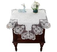 PPQIRU Funda para Mesita De Noche Mantel Cuadrado Blanco pequeño for mesita de Noche, Mantel Bordado Encaje, Mesa Comedor, Elegante, Toalla(White,70X70cm)