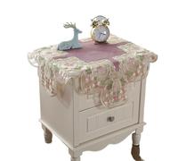 PPQIRU Funda para Mesita De Noche Mantel Cuadrado Blanco pequeño for mesita de Noche, Mantel Bordado Encaje, Mesa Comedor, Elegante, Toalla(Pink,90X90cm)