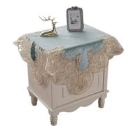 PPQIRU Funda para Mesita De Noche Mantel Cuadrado Blanco pequeño for mesita de Noche, Mantel Bordado Encaje, Mesa Comedor, Elegante, Toalla(Blue,90X90cm)